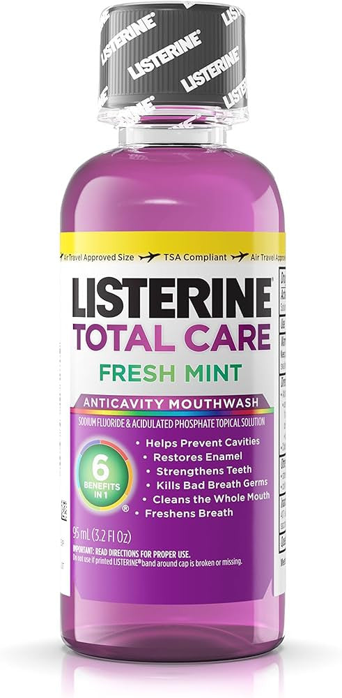 Listerine Total Care Zero Anticavity Mouthwash For Bad Breath, Fresh Mint, 3.2 oz